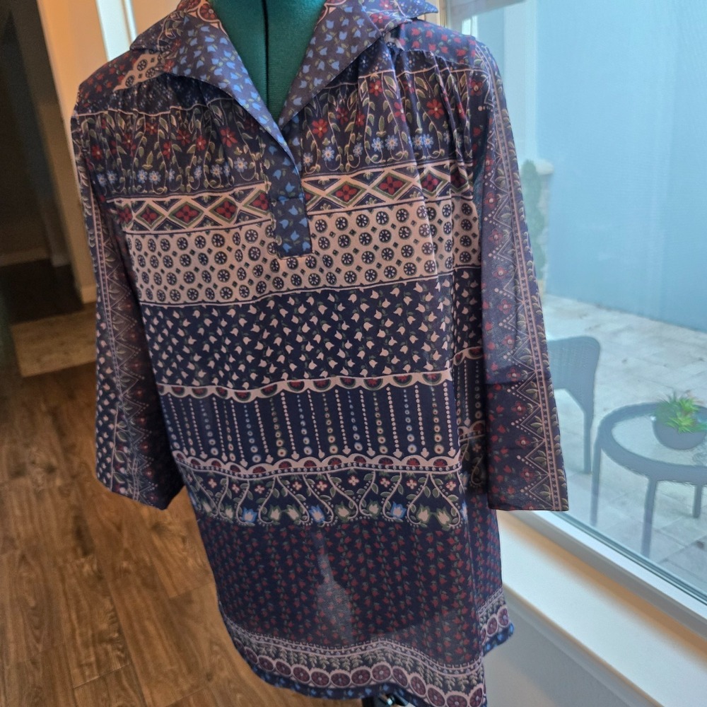 VTG Leo Paley Womens Pullover Blouse Romantic Size Large (estimated) Very Sheer